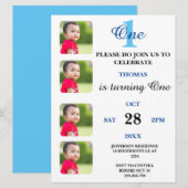 男の子の誕生日招待状と4つのイメージ 招待状 (正面/裏面)