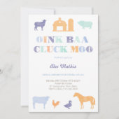 男の子の誕生日招待状、ファームパーティー、ペット動物園 招待状 (正面)