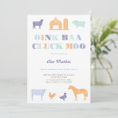 男の子の誕生日招待状、ファームパーティー、ペット動物園 招待状 (スタンド正面)