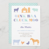 男の子の誕生日招待状、ファームパーティー、ペット動物園 招待状 (正面/裏面)