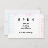 男の子の誕生日10代のパーティーのビデオゲームでBRUH サンキューカード (正面)