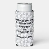 男の子の誕生日10代のパーティーのビデオゲームでBRUH スリム缶クーラー (Seltzer正面)