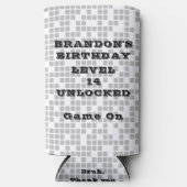 男の子の誕生日10代のパーティーのビデオゲームでBRUH スリム缶クーラー (正面)