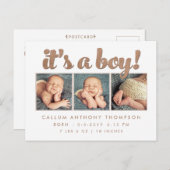 男の子の誕生発表写真はがき 案内ポストカード (正面/裏面)