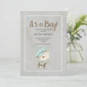 男の子の誕生 クラシック テディベア ベビーシャワー 招待状 (スタンド正面)