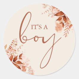 男の子の誕生 ラスティック オータム フォール ベイビー シャワー フェイバー ラウンドシール