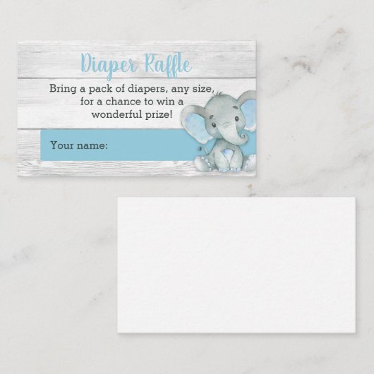 男の子の象おむつラッフルカード エンクロージャーカード (正面/裏面)