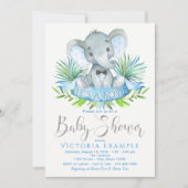 男の子の象のベビーシャワー招待状 招待状 (正面)