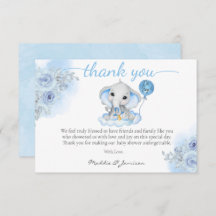 男の子の象の水の色のフローラ赤ちゃんシャワー