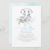 男の子の象の水の色の緑の赤ちゃんシャワー 招待状 (正面/裏面)