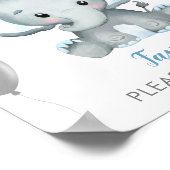 男の子の象の水の色の赤ちゃんシャワーの好意 ポスター (角)