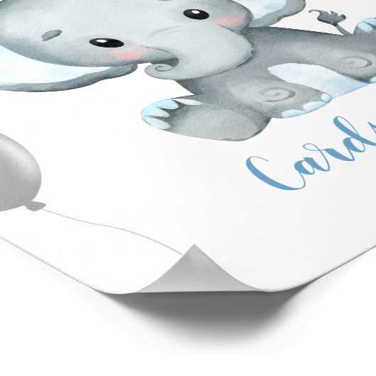 男の子の象の水の色ベビーシャワーギフト ポスター (角)