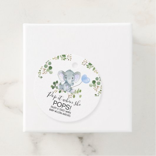 男の子の象の水の色ベビーシャワーポップ・アートのit フェイバータグ (インサイチュ)
