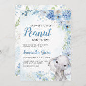男の子の象の赤ちゃんシャワー 招待状 (正面/裏面)