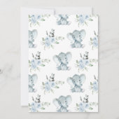 男の子の象の赤ちゃんシャワー 招待状 (裏面)