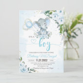 男の子の象の青い風船です。 招待状 (スタンド正面)