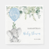 男の子の象の風船の赤ん坊シャワー緑 スタンダードランチョンナプキン (正面)