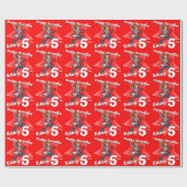 男の子の赤あなたの年齢と名前のロックスターラップを追加 ラッピングペーパー (フラット)