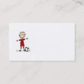 男の子の赤い均一サッカーの選手のTシャツおよびギフト 名刺 (裏面)