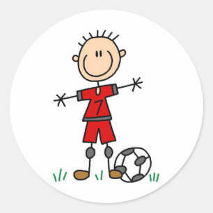 男の子の赤い均一サッカー ラウンドシール