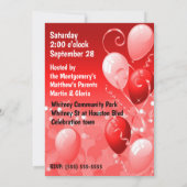 男の子の赤い年齢別誕生日パーティー 招待状 (裏面)