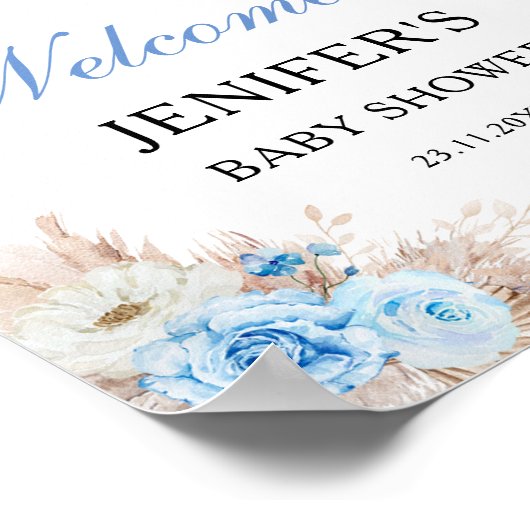 男の子の赤ちゃんのシャワーかぼちゃのウェルカムサイン ポスター (角)