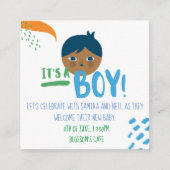 男の子の赤ちゃんのシャワーの性別が明らかになる エンクロージャーカード (正面)