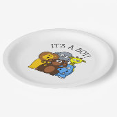 男の子の赤ちゃんのシャワープレート動物園動物をテーマにした ペーパープレート (アングル)