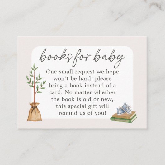 男の子の赤ちゃんのシャワー本ベビーカード エンクロージャーカード (正面)