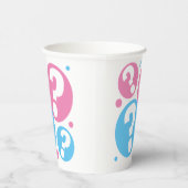 男の子の赤ちゃんの女の子のクエスチョンマークを性別で示す 紙コップ (右)