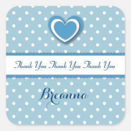 男の子の赤ちゃんシャワーありがとうブルー水玉模様 スクエアシール