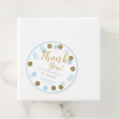 男の子の赤ちゃんシャワーありがとうメッセージカードブルー金ゴールド フェイバータグ (インサイチュ)