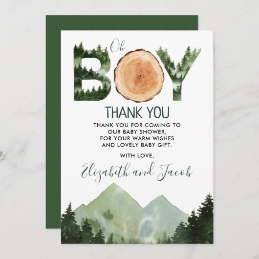 男の子の赤ちゃんシャワーありがとう サンキューカード (正面/裏面)