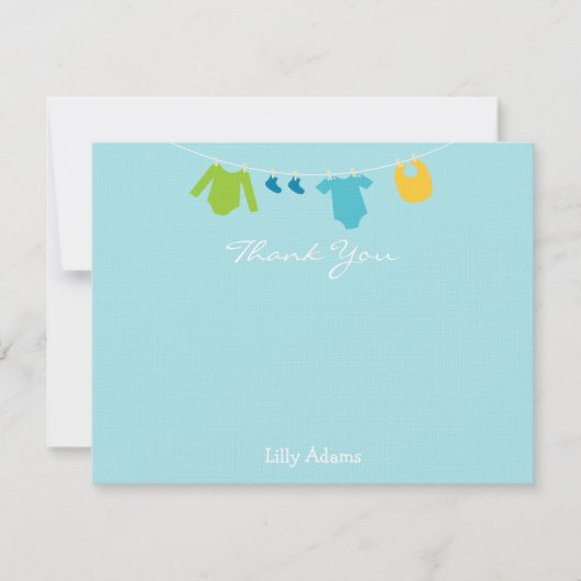 男の子の赤ちゃんシャワーありがとう ノートカード (正面)