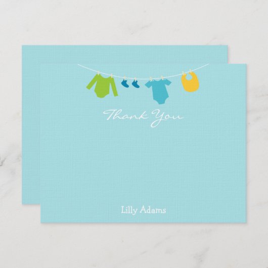 男の子の赤ちゃんシャワーありがとう ノートカード (正面/裏面)