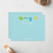 男の子の赤ちゃんシャワーありがとう ノートカード (正面/裏面インサイチュ)