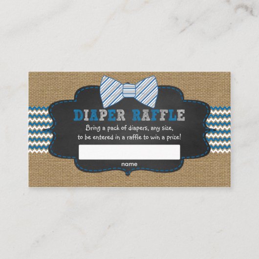 男の子の赤ちゃんシャワーおむつラッフルチケット エンクロージャーカード (正面)