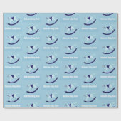 男の子の赤ちゃんシャワーかわいいロッキングホース名ブルー ラッピングペーパー (フラット)