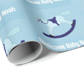 男の子の赤ちゃんシャワーかわいいロッキングホース名ブルー ラッピングペーパー (ロールコーナー)