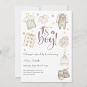 男の子の赤ちゃんシャワーだ 招待状 (正面)