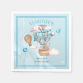 男の子の赤ちゃんシャワーでドライブするサファリの動物のバルーン スタンダードカクテルナプキン (正面)