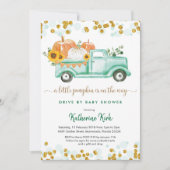 男の子の赤ちゃんシャワーで小さなカボチャをドライブ 招待状 (正面)