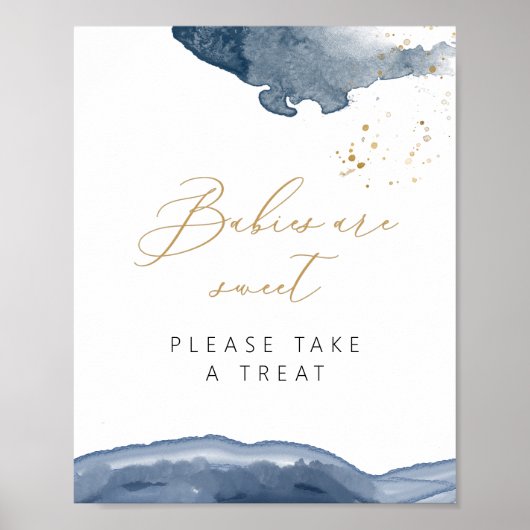 男の子の赤ちゃんシャワーの好意のサイン、ベビーは甘い治療である ポスター (正面)