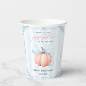 男の子の赤ちゃんシャワーの途中で小さなかぼちゃを 紙コップ (裏面)