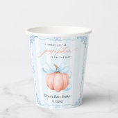 男の子の赤ちゃんシャワーの途中で小さなかぼちゃを 紙コップ (正面)