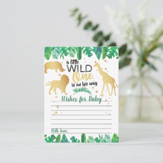 男の子の赤ちゃんシャワーを彼の道に少し野生の人 アドバイスカード (スタンド正面)