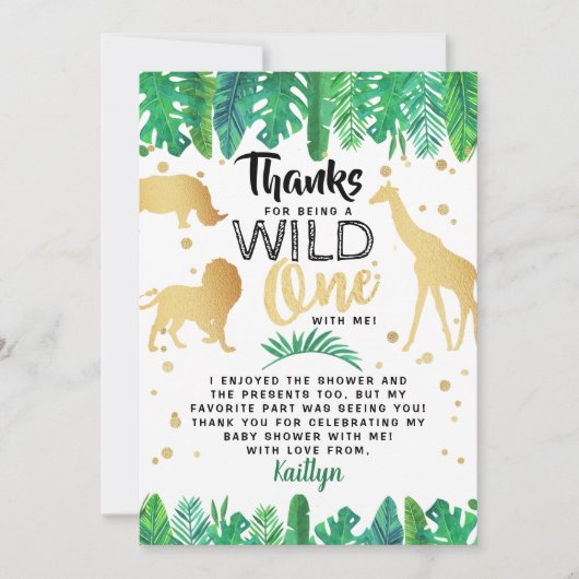 男の子の赤ちゃんシャワーを彼の道に少し野生の人 サンキューカード (正面)