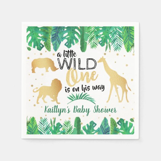 男の子の赤ちゃんシャワーを彼の道に少し野生の人 スタンダードカクテルナプキン (正面)