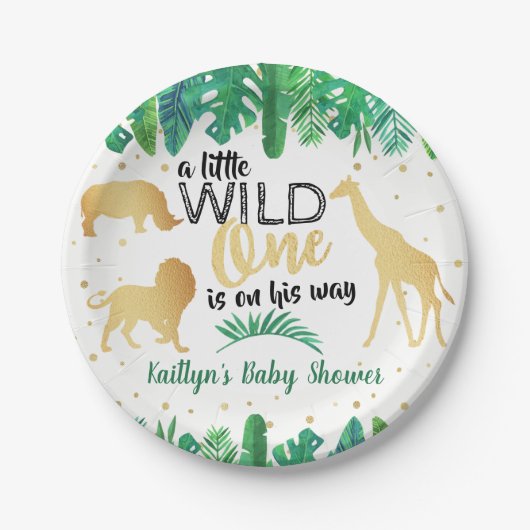 男の子の赤ちゃんシャワーを彼の道に少し野生の人 ペーパープレート (正面)
