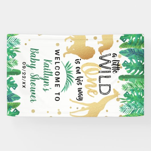 男の子の赤ちゃんシャワーを彼の道に少し野生の人 横断幕 (横)